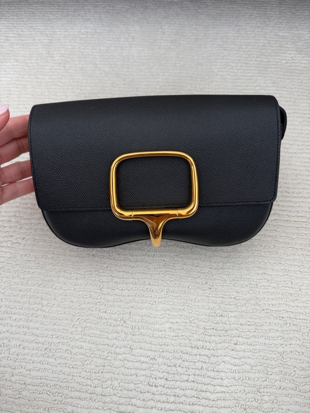 Hermes Black Crossbody Bag with Gold Buckle
